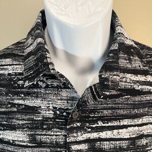 Lululemon Men's black and white detailed short sleeve stretch shirt XL EUC